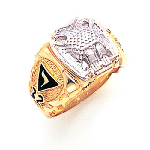 K Two Tone Gold Scottish Rite Ring With Pebble Shank Mas Sr K