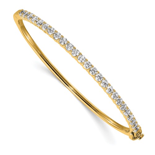 K Yellow Gold Ct Tw Diamond Hinged Bangle Bracelet Xb Yaa