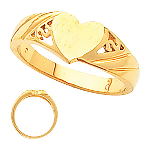 Heart Signet Promise Ring - 14k Yellow Gold