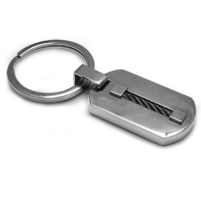 Titanium Dog Tag Key Ring with Single Black Cable A908C | Joy Jewelers