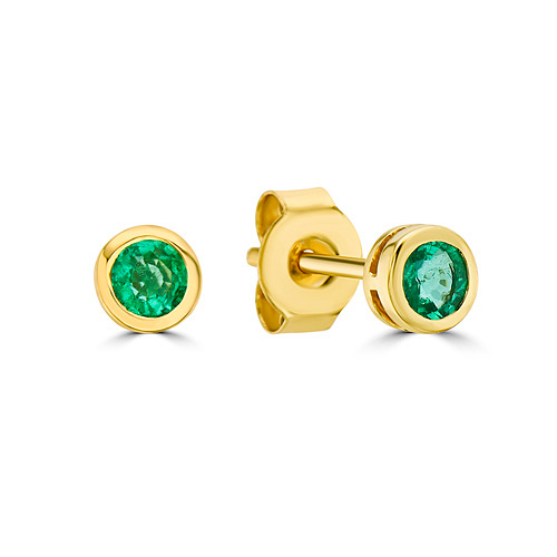 14k Yellow Gold 0.47 ct tw Emerald Stud Earrings