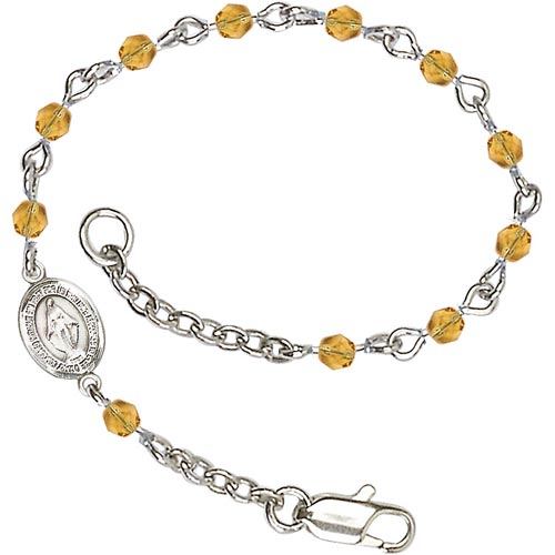 Silver-plated Brass Kids' Miraculous Medal Topaz Crystal Bracelet