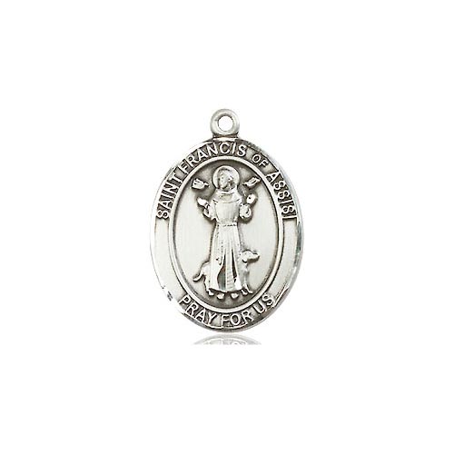 Sterling Silver Oval St Francis Medal 3/4in