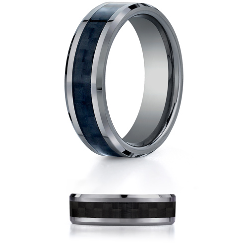 Tungsten and Carbon Fiber Wedding Band 7mm