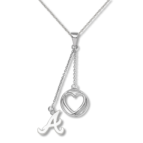 Sterling Silver Atlanta Braves Beloved Heart Necklace