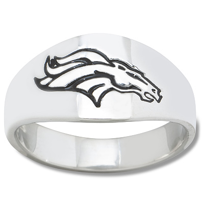 Sterling Silver Denver Broncos Logo Enamel Ring