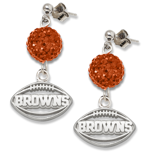 Sterling Silver Cleveland Browns Crystal Ovation Earrings BRW069ERB-SS