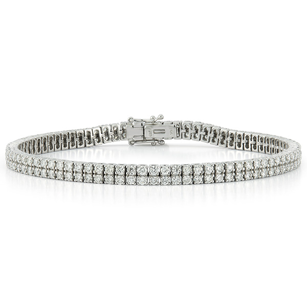 14k White Gold 3.9 ct tw Diamond Two Row Tennis Bracelet