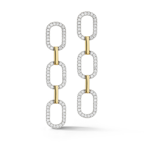 14k Two-tone Gold 0.70 ct tw Diamond Pave Link Drop Earrings