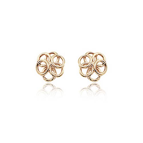 14k Yellow Gold Cluster Open Circle Post Earrings