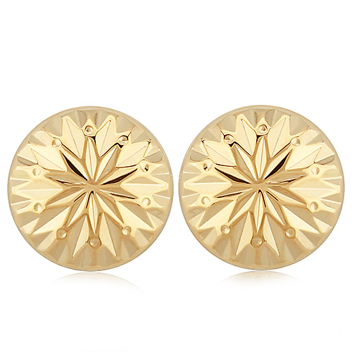 14k Yellow Gold Diamond-cut Button Earrings