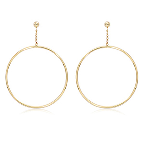 14k Yellow Gold Hoop Drop Earrings