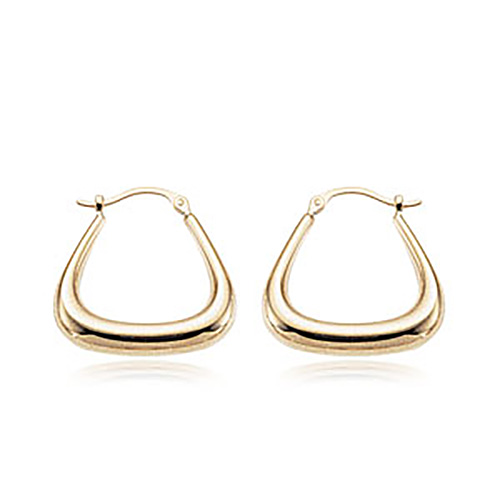 14k Yellow Gold Triangle Hoop Earrings 3/4in