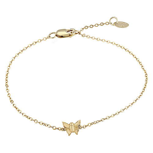 14k Yellow Gold Single Butterfly Charm Bracelet