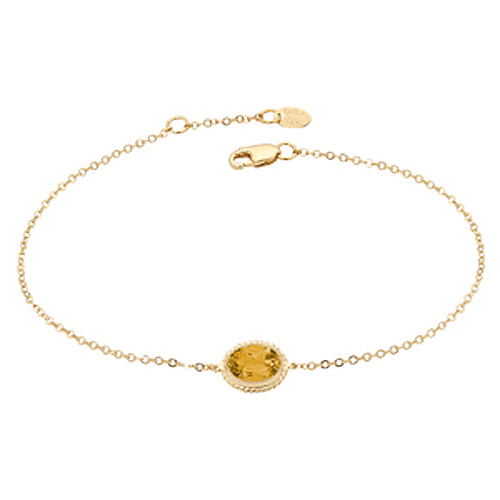 14k Yellow Gold Oval Citrine Solitaire Adjustable Bracelet CC-07-760-CI