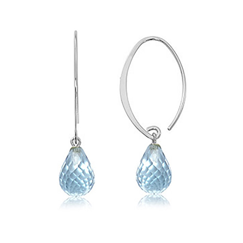 14k White Gold Aquamarine Briolette Drop Earrings