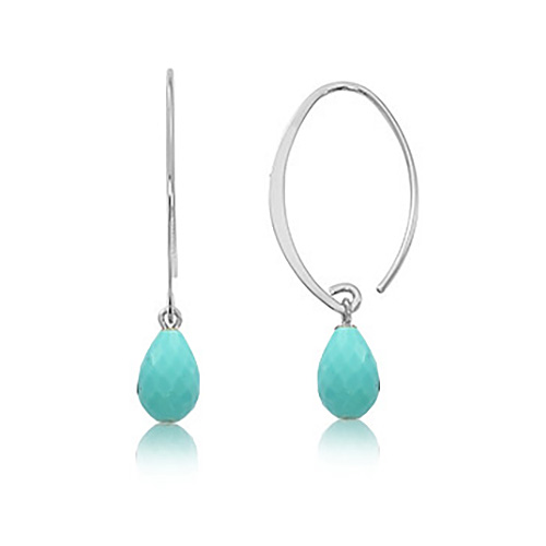 14k Yellow Gold Turquoise Briolette Sweep Drop Earrings