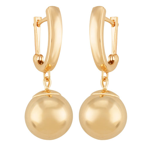 14k Yellow Gold Ear Cuffs with Dangle Ball Accents