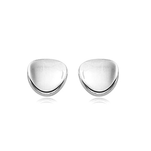 14k White Gold Tapered Pebble Earrings