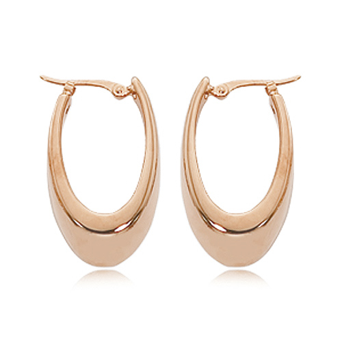 14k Rose Gold Visor Hoop Earrings