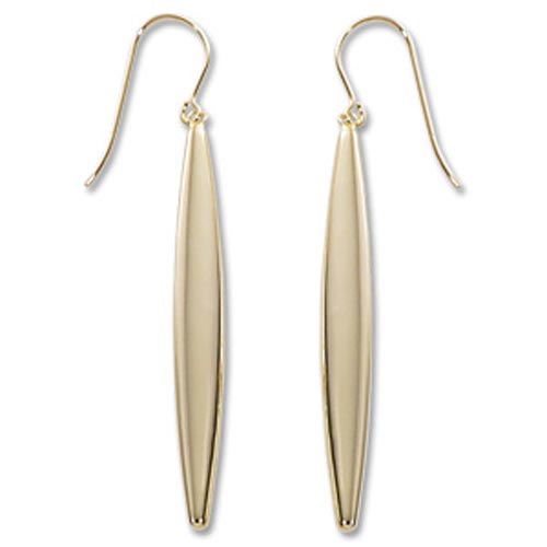 14k Yellow Gold Elongated Oval Drop Earrings 2.3in