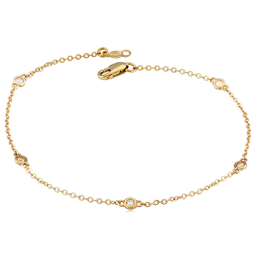 14k Yellow Gold .10 ct tw Diamond Station Bracelet