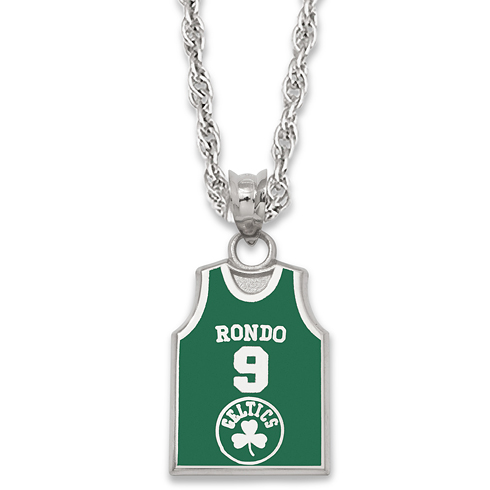Sterling Silver 5/8in Boston Celtics Enameled Rondo Necklace 