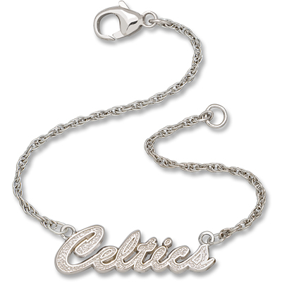 Sterling Silver 7in Boston Celtics Script Bracelet