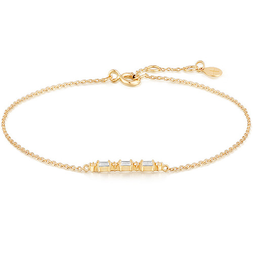 Aurelie Gi AMELIA 14k Yellow Gold White Sapphire Baguette Bracelet