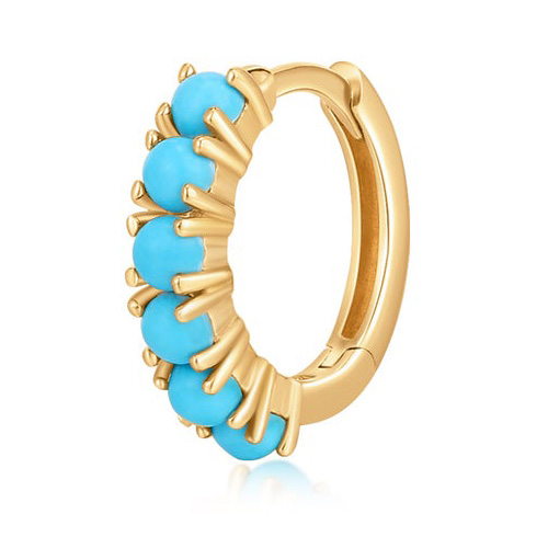 Aurelie Gi MARIA 14k Yellow Gold Turquoise Single Huggie Hoop Earring