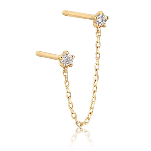 Aurelie Gi ESTELLE 14k Yellow Gold Lab Grown Diamond Chain Drop Earring