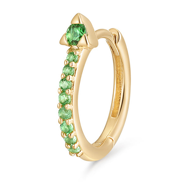 Aurelie Gi EZME 14k Yellow Gold Tsavorite Huggie Hoop Single Earring