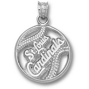 Sterling Silver 5/8in St Louis Cardinals Baseball Pendant