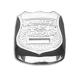 10kt White Gold Police Badge Ring