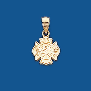 3/8in 14kt Gold Firefighter Shield Charm