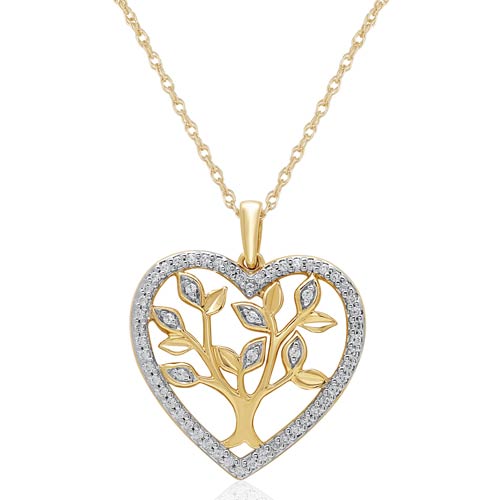 14k Yellow Gold 1/4 ct tw Diamond Tree Of Life Necklace