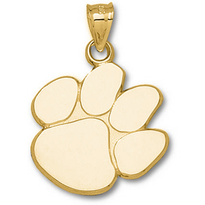 10kt Yellow Gold 1in Clemson University Paw Pendant