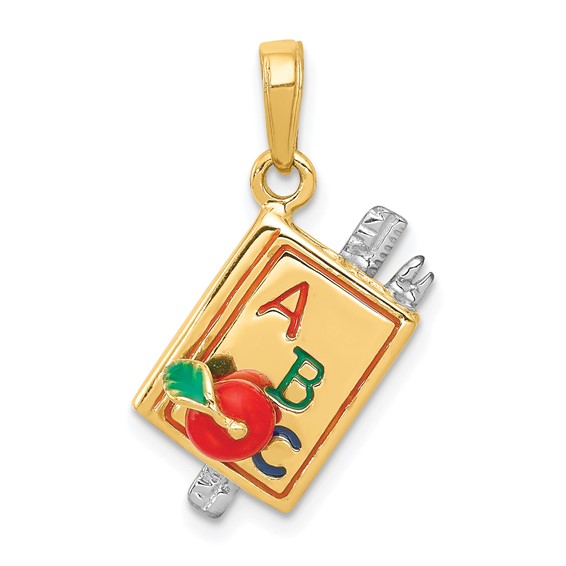 14k Yellow Gold ABCs School Book Pendant