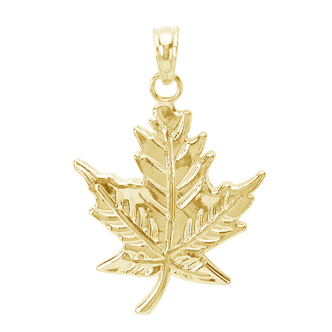 14k Yellow Gold 7/8in Maple Leaf Pendant