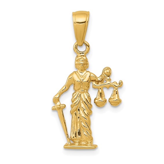 14k Yellow Gold Lady Justice Pendant