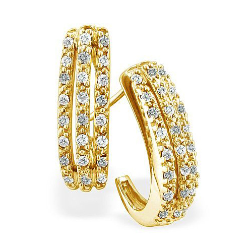 3/8ct J-Hoop Diamond Earrings - 10k Yellow Gold