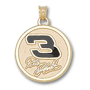 10kt Gold 3/4in Dale Earnhardt #3 Enamel Round Pendant