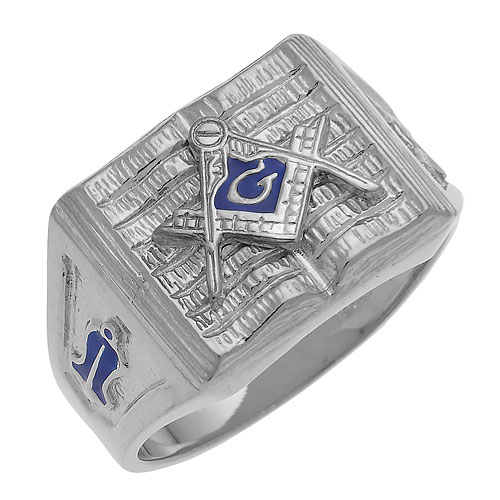 14k White Gold Book Masonic Ring