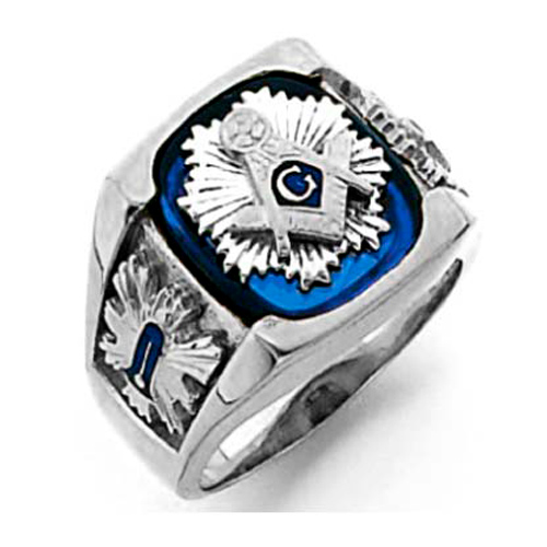 10kt White Gold Harvey & Otis Masonic Ring with Starburst