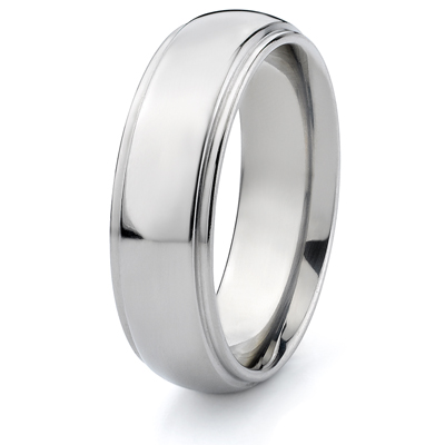 Titanium 7mm Band with Raised Center 07HRRC-P | Joy Jewelers