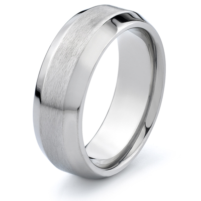 Titanium 8mm Band with Beveled Edges and Brushed Finish 08B-V