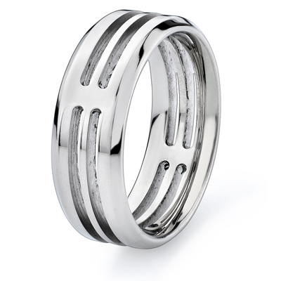 Titanium 8mm Band with Two Grooves 08FB017-P | Joy Jewelers