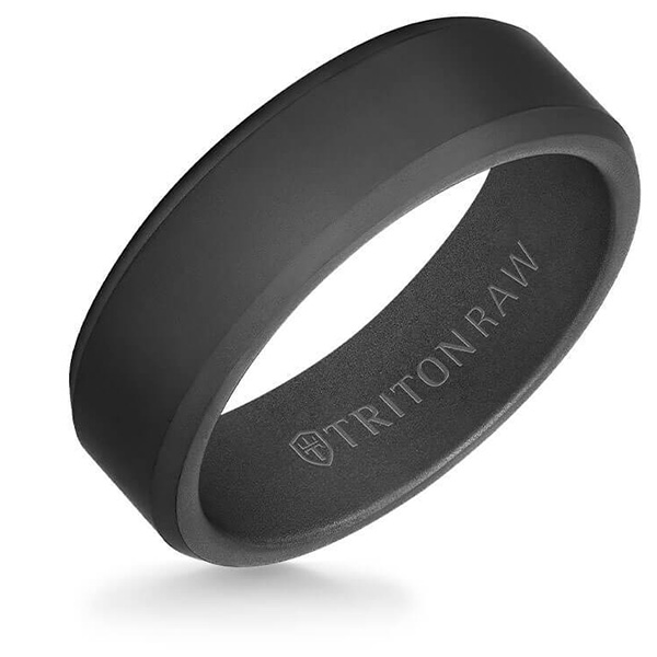 Triton 7mm Tungsten RAW Black DLC Ring with Matte Finish