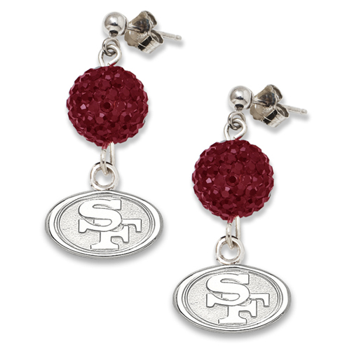 Sterling Silver San Francisco 49ers Crystal Ovation Earrings