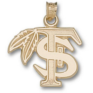 10kt Yellow Gold 5/8in FSU Feather Logo Pendant